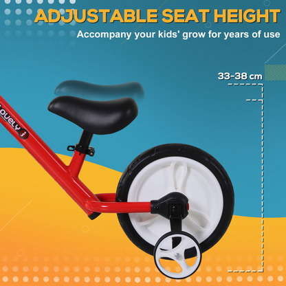 Kids Balance Training Bike Toy w/ Stabilizers For Child 2-5 Years Red HOMCOM