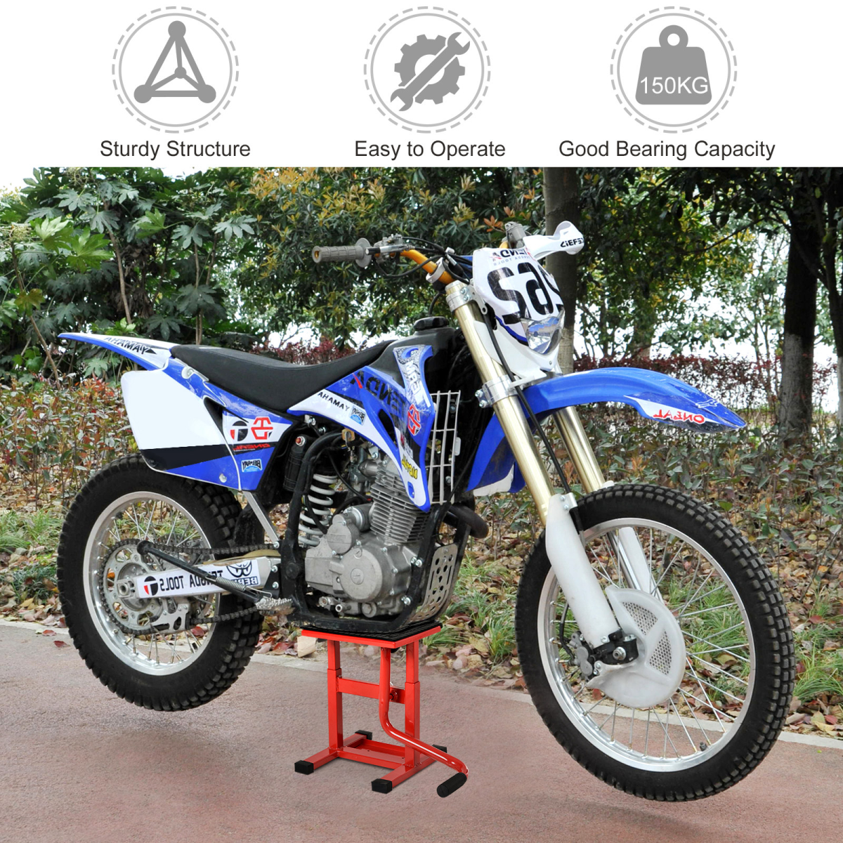 Steel Motorbike Jack Lift Rubber Platform Crank Lift  Repair Table Durhand