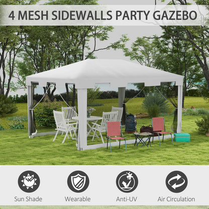 Outsunny 4 x 3m Party Tent Waterproof Garden Gazebo Canopy Wedding Cover Shade