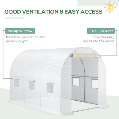 Outsunny 3 x 2 x 2m Replacement Greenhouse Cover w/ Windows, White