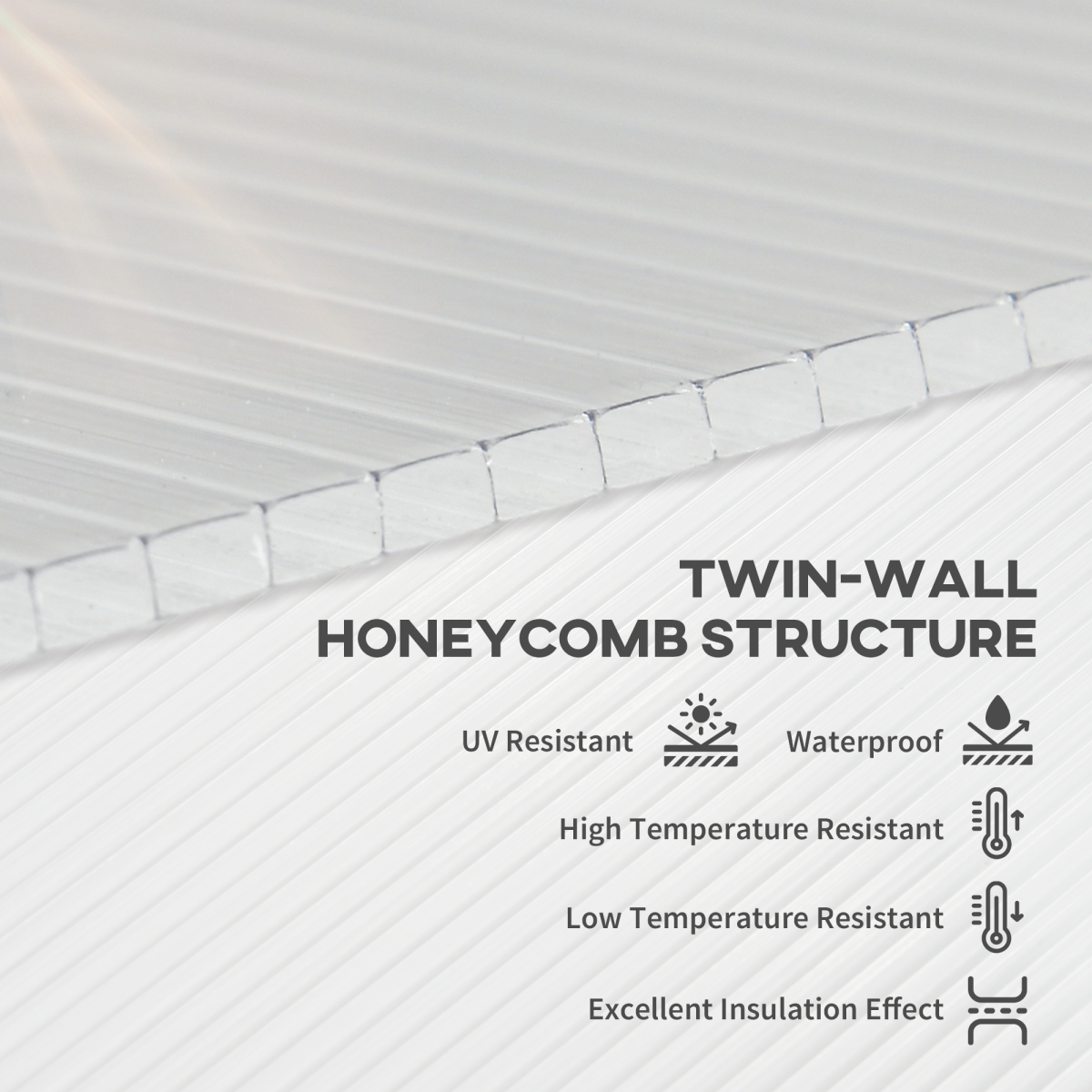 Outsunny 14 Pieces Twin-Wall Greenhouse Polycarbonate Sheets, 121 x 61 x 0.4cm