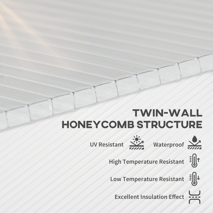 Outsunny 14 Pieces Twin-Wall Greenhouse Polycarbonate Sheets, 121 x 61 x 0.4cm