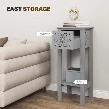 Elegant Floral Design Grey MDF Storage Unit Set - Durable & Stylish
