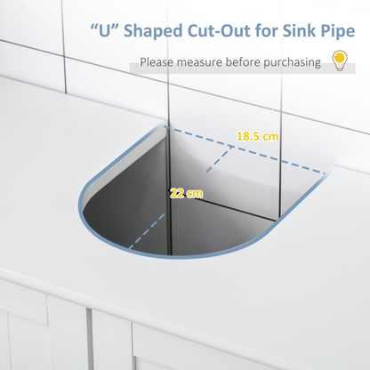 kleankin 60x60cm Under-Sink Storage Cabinet  Adjustable Shelf Drain Hole White
