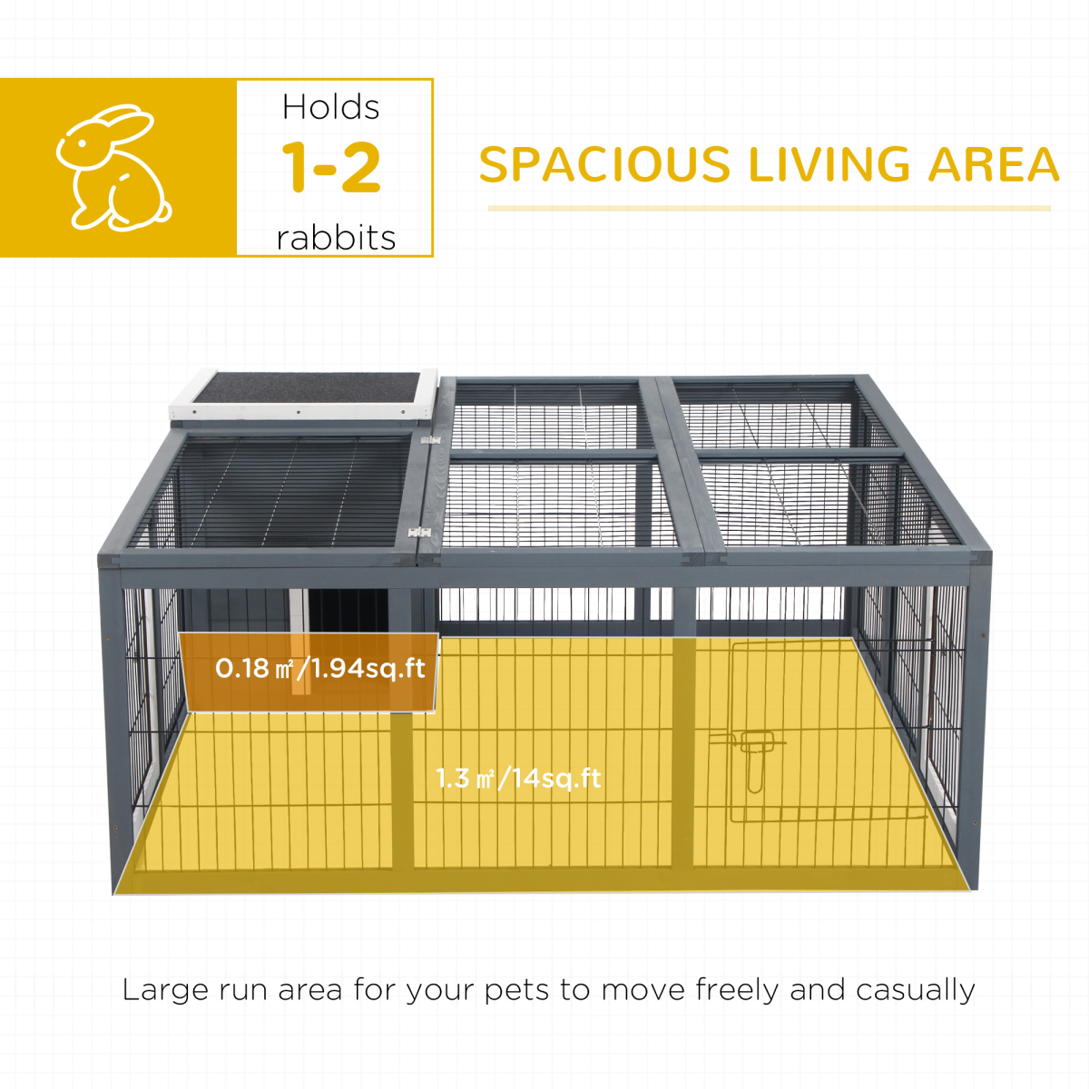 Rabbit Run Small Animal Hutch Guinea Pig House with Openable Main House & Roof