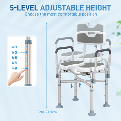 Comfortable Shower Stool with Padded Seat & Aluminium Frame - 136kg Capacity