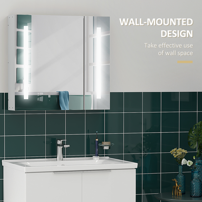 kleankin LED Illuminated Mirror Cabinet  Lights, Touch Switch, for Bathroom
