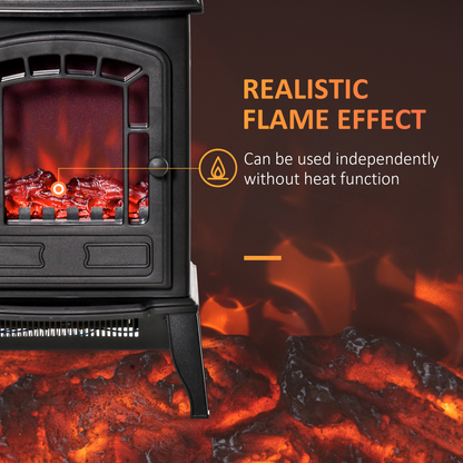 Free standing Electric Fireplace Stove Flame Effect Overheat Safety Protectio