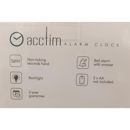 Acctim Parker Non-Ticking Sweep Loud Bell Alarm Clock in White - 16462