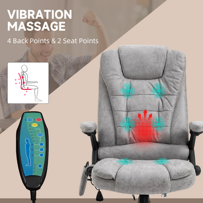 Executive Reclining Chair w/ Heating Massage Points Relaxing Headrest Grey
