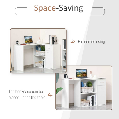 Computer Desk, L-Shaped, 360� Rotating-White