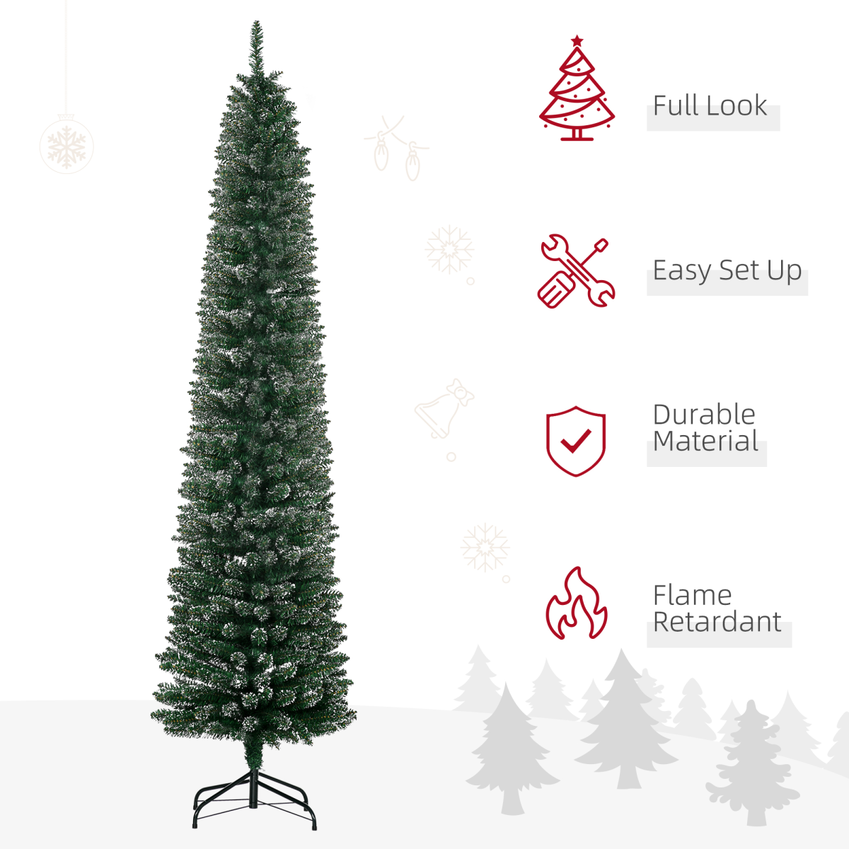 7.5FT Artificial Snow Dipped Christmas Tree Home Decoration Green HOMCOM