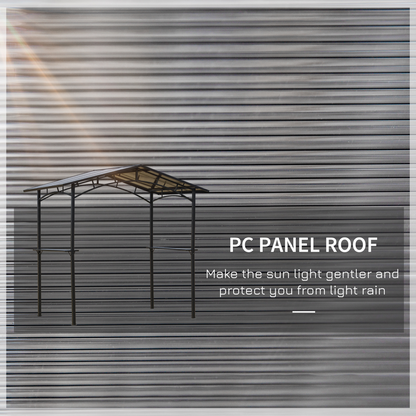 2.5x1.5m Grill Outdoor BBQ Gazebo Canopy & Side Shelves PC Roof Aluminium