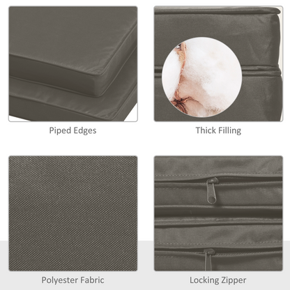 45 x 45cm Replacement Garden Seat Cushion Pad with Ties, Dark Grey
