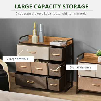 HOMCOM 7-Drawer Dresser, Fabric Chest of Drawers, Storage Organizer