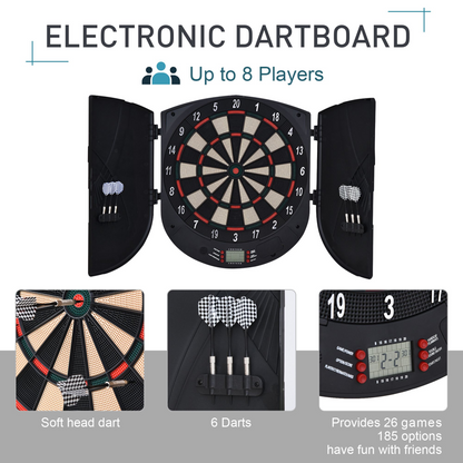 Electronic Dartboard Set 26 Games and 185 Variations with 6 Darts