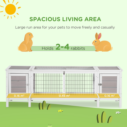 Indoor Rabbit Hutch Separable Guinea Pig Cage Bunny Run w/ Slide Out Tray - Grey