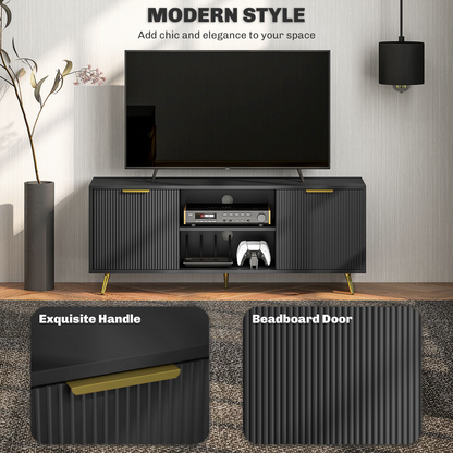 HOMCOM Modern TV Stand Cabinet with Storage for Living Room, Black