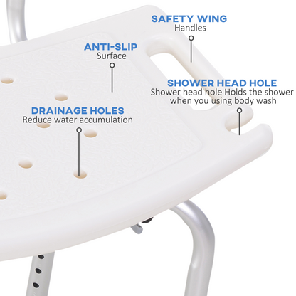 Bath Chair Shower Seat Safety Bathroom Elderly Aids Adjustable HOMCOM