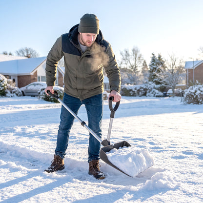 Outsunny Heavy-Duty Snow Shovel with Assist Handle, Portable Snow Pusher with 45cm Wide Blade, Detachable Aluminium Handle