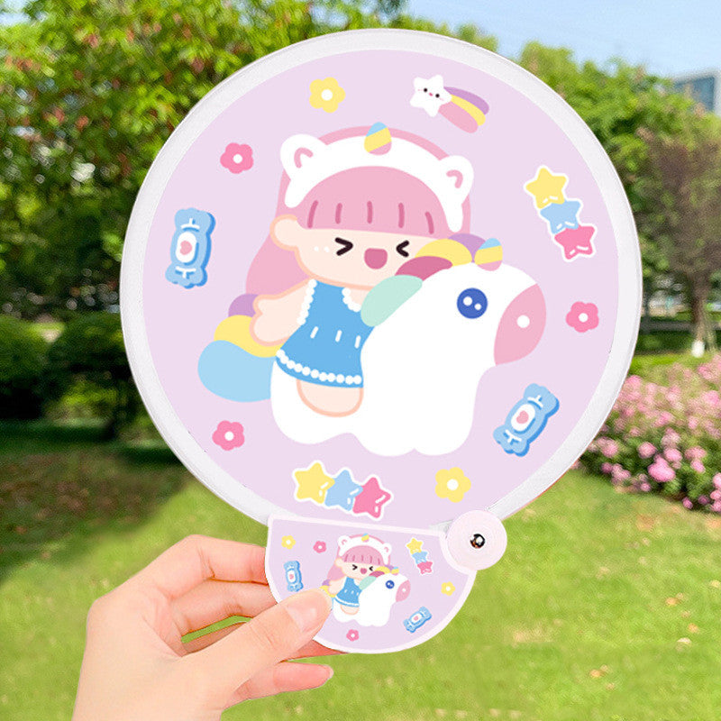 Portable Fan, Children's Heart, Children's Day Gift, Folding Fan With Handle