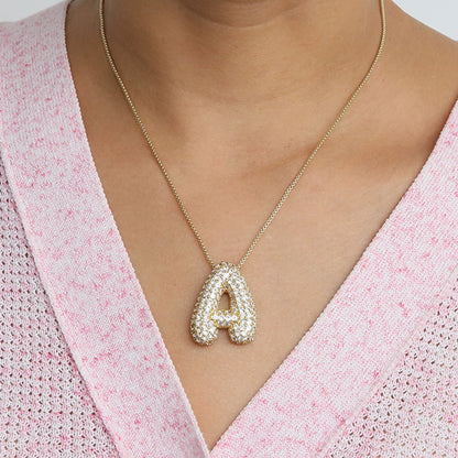 Bubble Initial Diamond Necklace