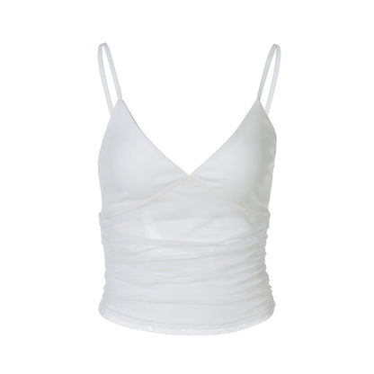 Mesh Slim Fit Patchwork Backless Camisole