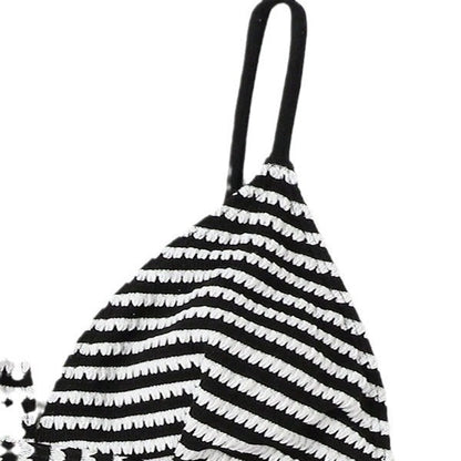 Lace-up Backless Sexy Stripes One-piece Swimsuit