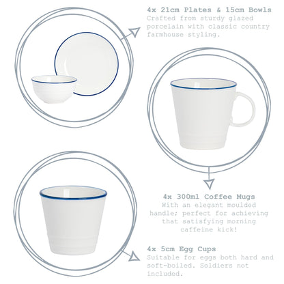 16pc Farmhouse Porcelain Dinner Set