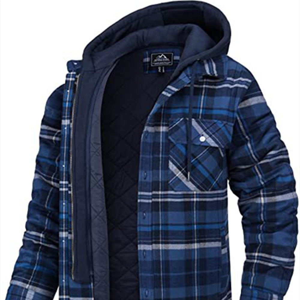 The Winter Layer – Men’s Plaid Hooded Padded Coat