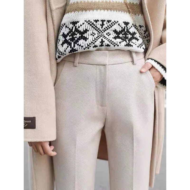 Thickened Wool High-waist Wide-leg Pants Create A Slimming