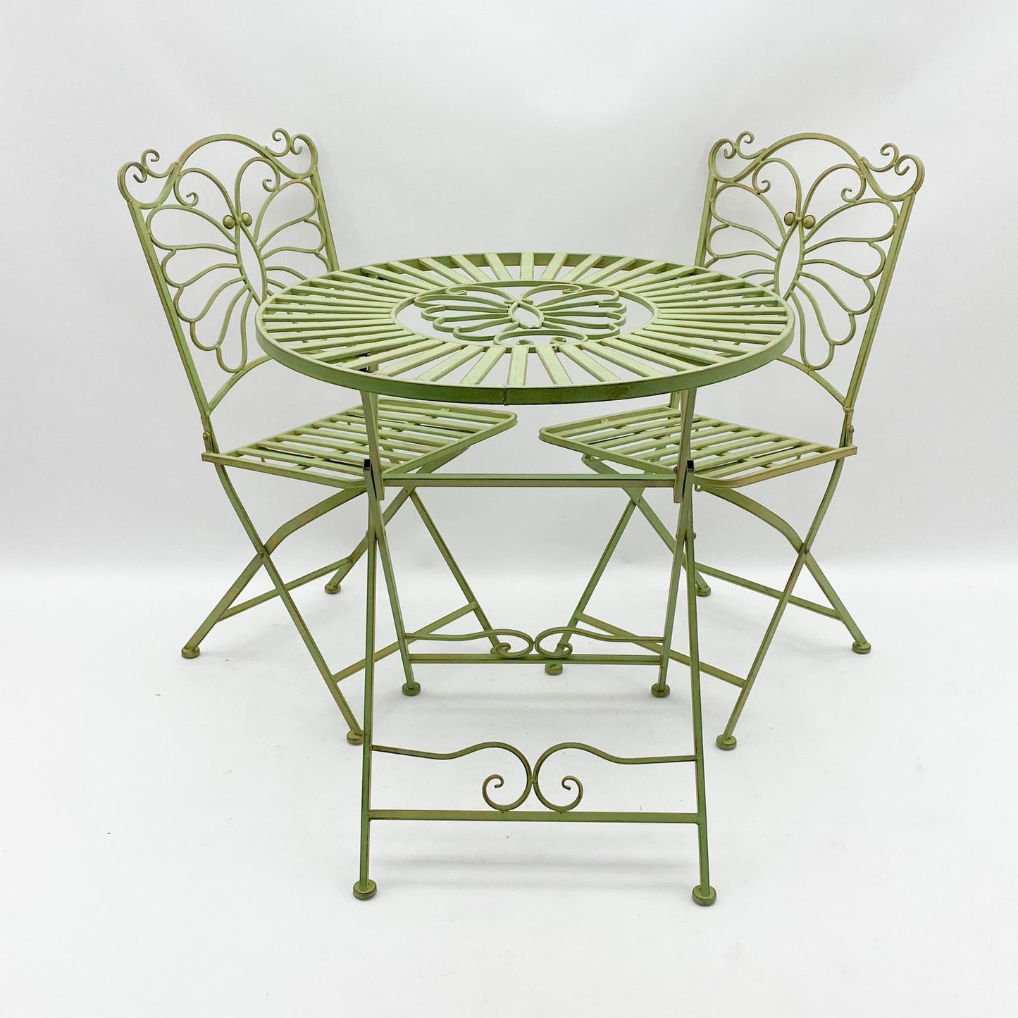 AcaciaHome Durable and Stylish Metal Garden Bistro Set – 3-Piece Outdoor Round Table and Comfortable Chairs, Durable Iron and Steel Construction, Perfect for Relaxing outdoor and garden (Green)