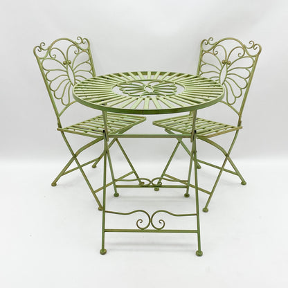 AcaciaHome Durable and Stylish Metal Garden Bistro Set – 3-Piece Outdoor Round Table and Comfortable Chairs, Durable Iron and Steel Construction, Perfect for Relaxing outdoor and garden (Green)