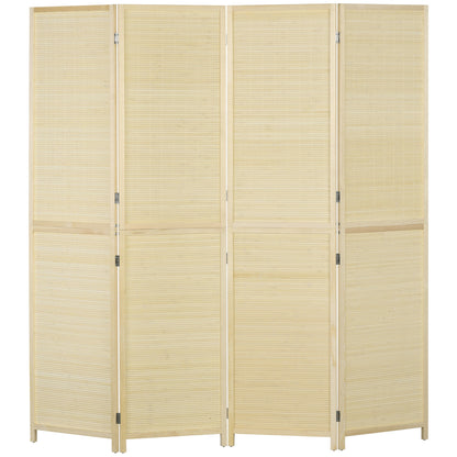 HOMCOM Room Divider, Freestanding Privacy Screen, 4 Panel Folding, 180 x 180cm, Natural