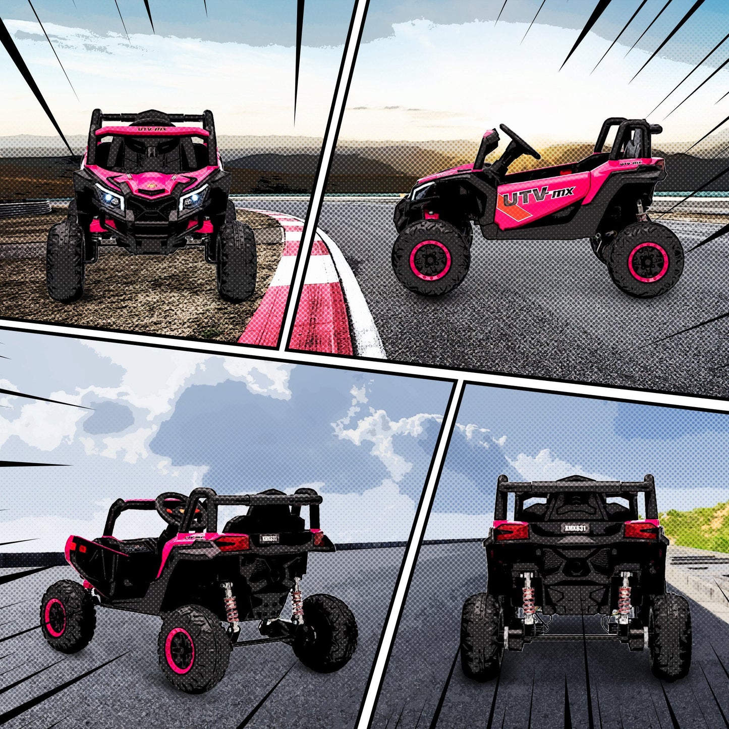 AIYAPLAY 12V Kids Ride On Car with Remote Control, Kids Electric Car with Suspension System, Music, for Kids 3-5 Years, Pink