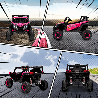 AIYAPLAY 12V Kids Ride On Car with Remote Control, Kids Electric Car with Suspension System, Music, for Kids 3-5 Years, Pink