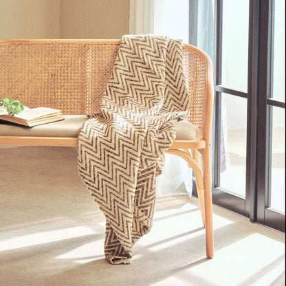 Bosie Beige Woven Chevron Throw