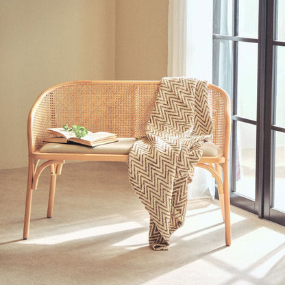 Bosie Beige Woven Chevron Throw