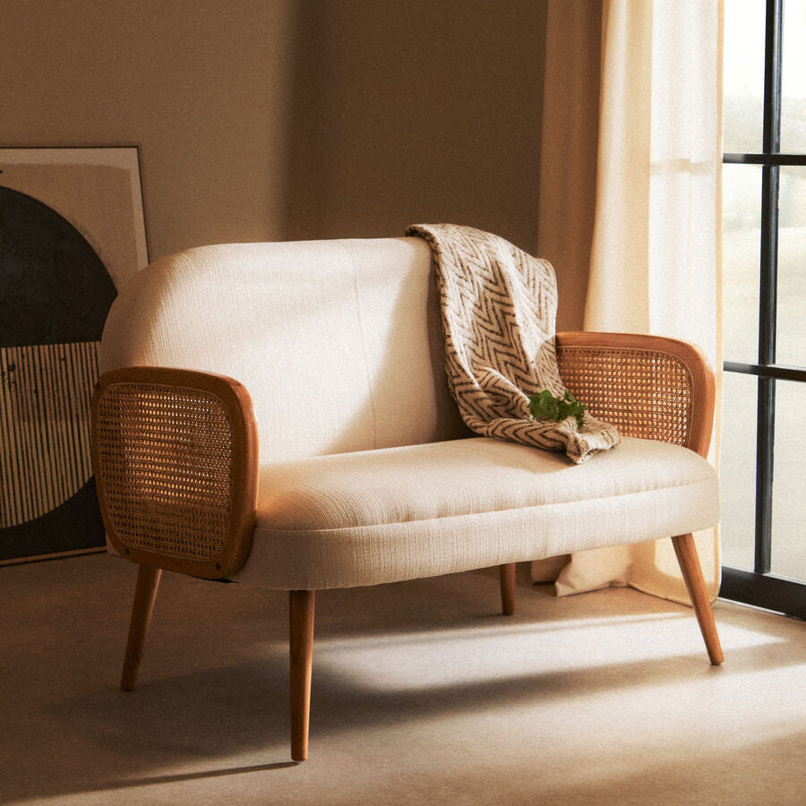 Bosie Beige Woven Chevron Throw