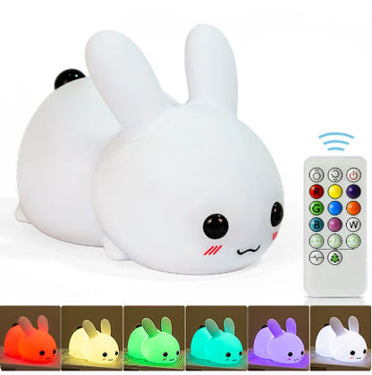 Colorful Rabbit Silicone Night Light Led Cute Charging Jade Rabbit Shooting Light