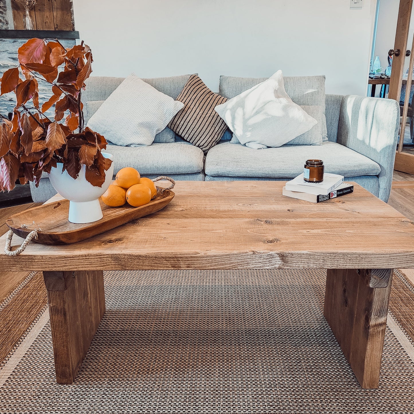 ORIAN Rustic Wooden Coffee Table With Square Legs