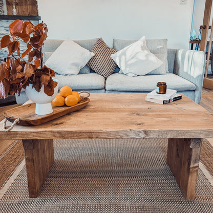 ORIAN Rustic Wooden Coffee Table With Square Legs