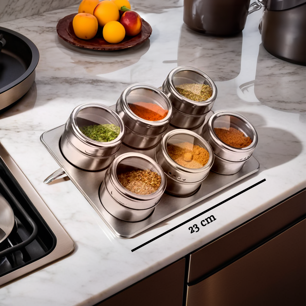 Spice Jars Magnetic Tray With Oblong Tray