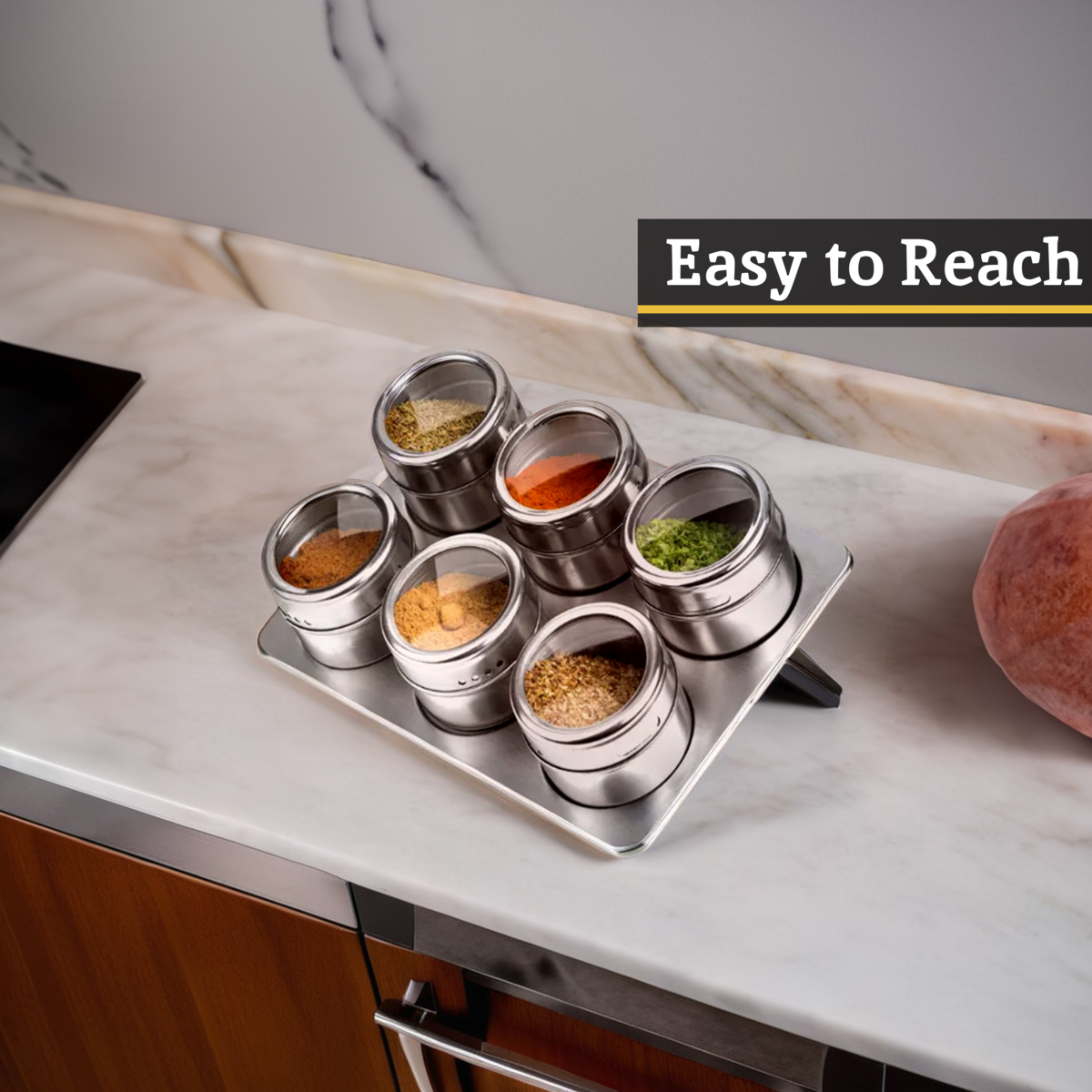 Spice Jars Magnetic Tray With Oblong Tray