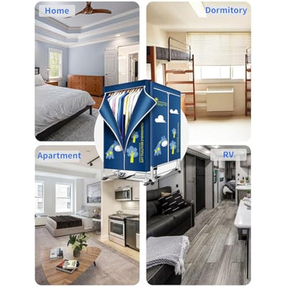 Heated Clothes Airer, 1500W-1.7 Meters Height Electric Dryer (Anion) With Remote Control, 2-Tier Foldable With 240 Mins Timer, Cover for Indoor, Apartment