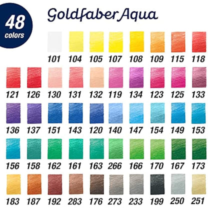 Faber-Castell Creative Studio Goldfaber Aqua Watercolour Pencil, Multicoloured (Multicoloured) Tin Of 48 Pencils, For Art, Craft, Drawing, Sketching, Home, School, University, Colouring