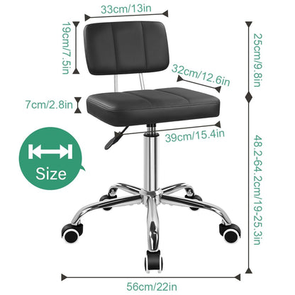 FURWOO Minimalist Square Office Chair with Backrest 360-Degree Swivel Stool with Wheels Height Adjustable Chair Suitable for Home Work Shop Task Spa