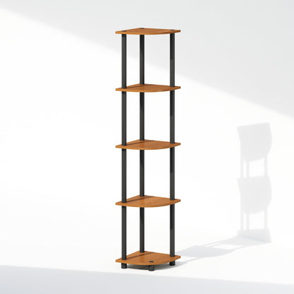 Furinno TURN-N-TUBE Corner Shelf, 5-Tier Corner Display Rack, Shelving Unit, for Organization and Storage, Living Room, Home Office, Garage, Bedroom