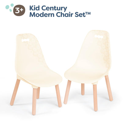B. toys Kids Chair Set, Kid Century Modern, Wooden Legs, Ivory, Furniture