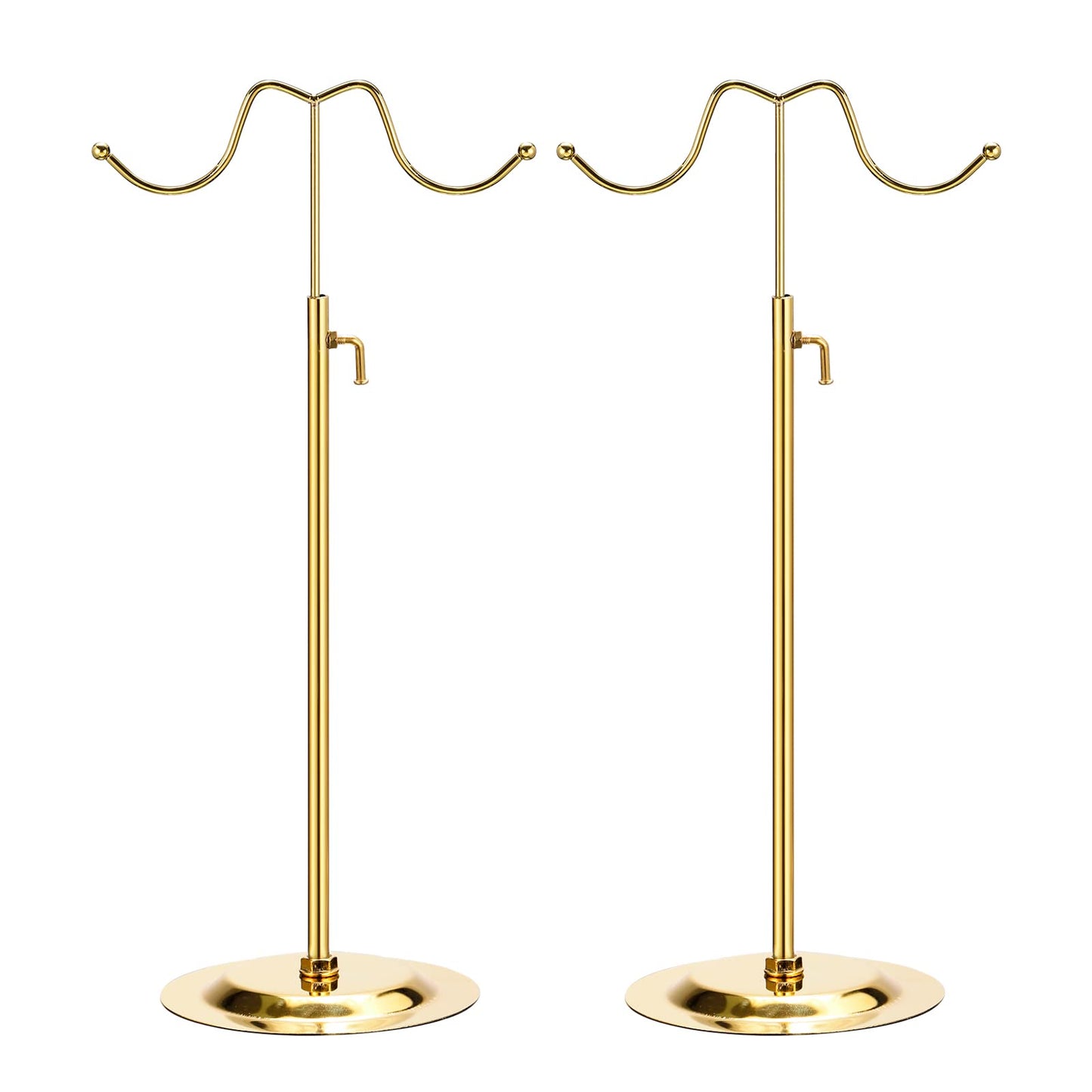 sourcing map Purse Display Stand Set 2 Pack Adjustable Tabletop Double Hook Handbag Rack Metal Bag Holder for Retail Boutique Store - Gold